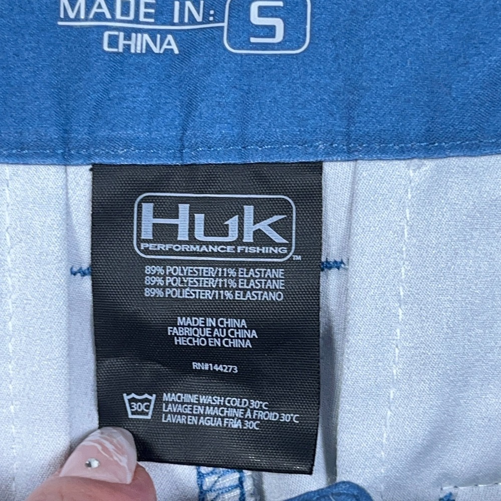 Huk Shorts Men Small Blue Camo Chino Performance Hiking 6" Inseam Fishing - Picture 6 of 14